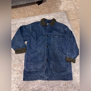 Vintage L.L. Bean Blue Denim Jacket with Dark Brown Trim